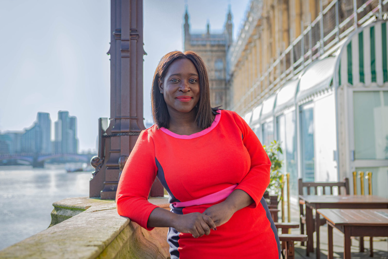 Abena Oppong-Asare MP standing outside Westminster